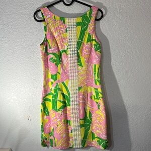 Lilly Pulitzer for Target Pink Yellow Green Floral Textured Mini‎ Spring Dress 2